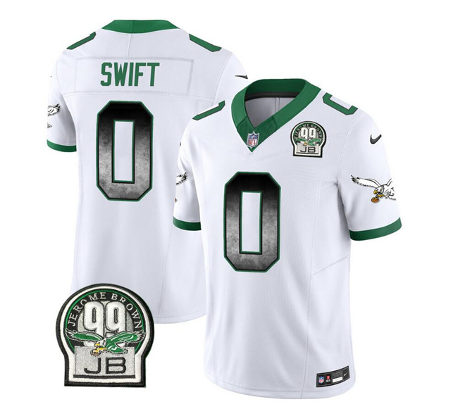 Men's Philadelphia Eagles #0 D'Andre Swift White 2023 F.U.S.E. Throwback Vapor Untouchable Limited Football Stitched Jersey